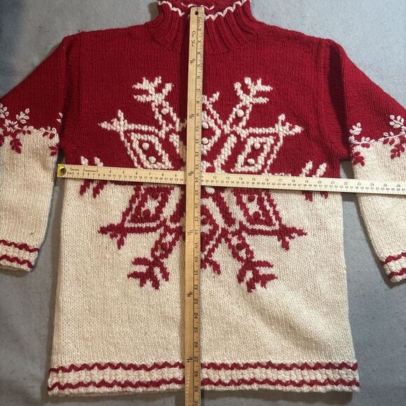 Vintage Express Tricot Pullover Snowflake 100% Wool Sweater‎ 90s Sz L - Picture 3 of 4